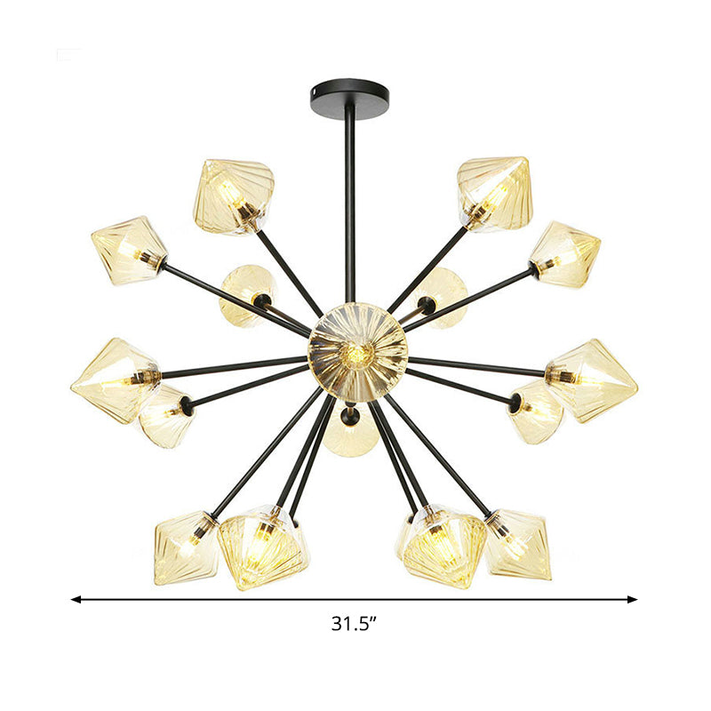 CONTEROY CONEROS CONERO SEMI FLUSH AMBER Glass 18 Bulbos Bulbos Sala de estar Cosco montado en el techo
