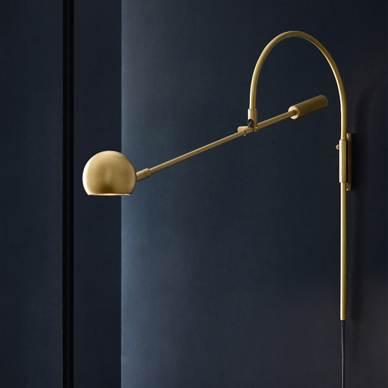 Iluminación de pared de bola negra/de latón/cromada Metal tradicional 1 cabezal. Luz de luz para sala de estar