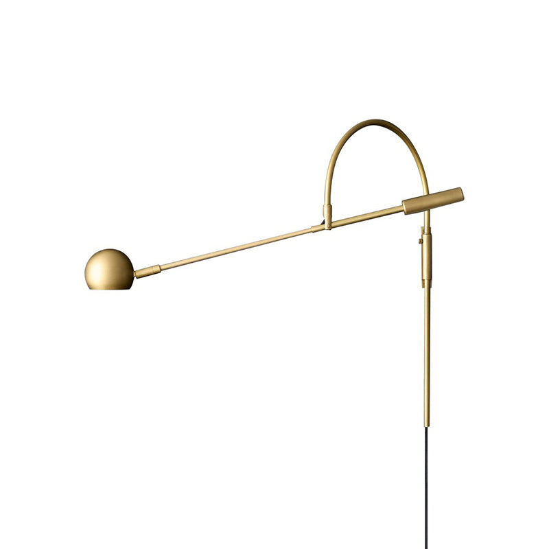 Iluminación de pared de bola negra/de latón/cromada Metal tradicional 1 cabezal. Luz de luz para sala de estar