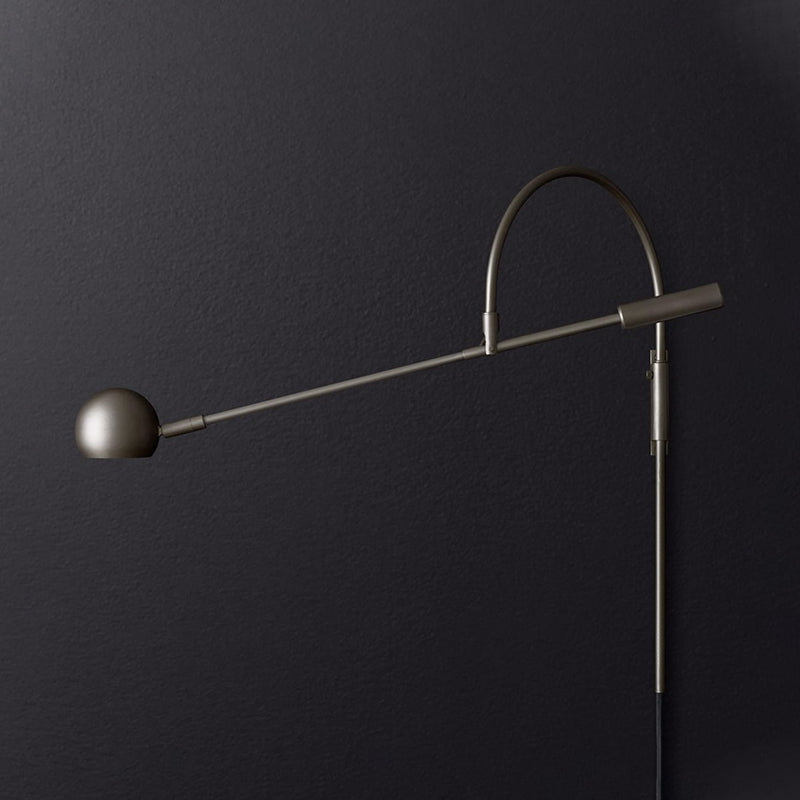 Iluminación de pared de bola negra/de latón/cromada Metal tradicional 1 cabezal. Luz de luz para sala de estar