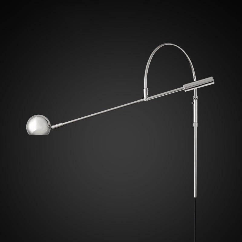 Iluminación de pared de bola negra/de latón/cromada Metal tradicional 1 cabezal. Luz de luz para sala de estar