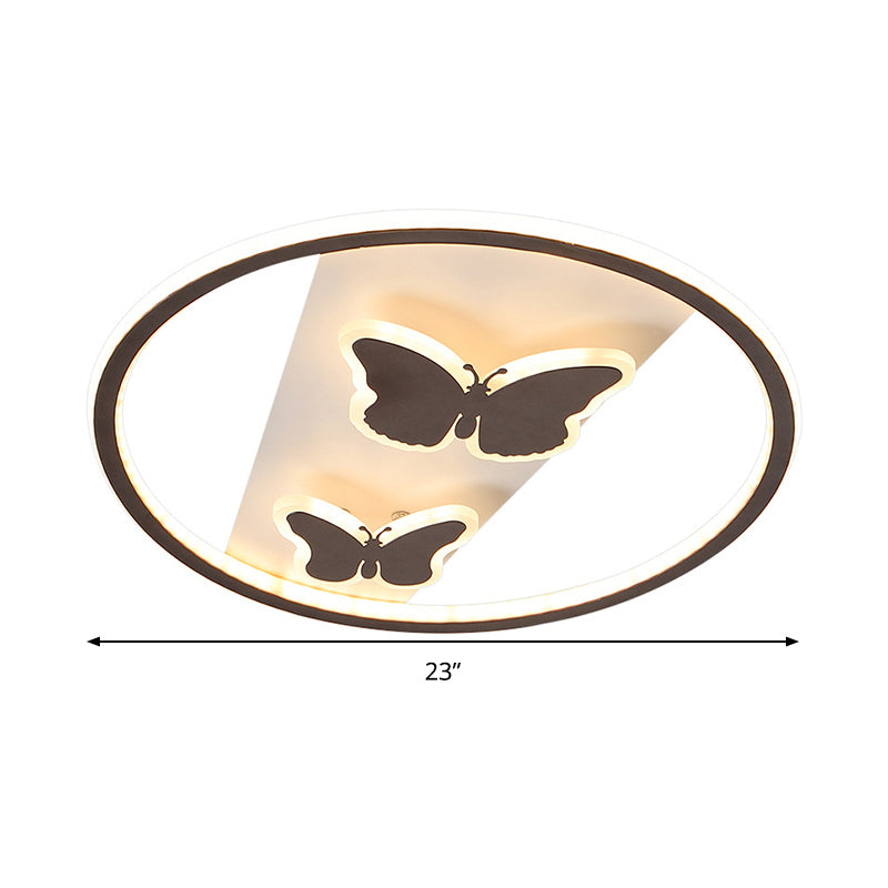 18,5 "/ 23" large papillon encastré lumière chaude / lumière blanche / télécommande acrylique moderne brun LED plafonnier luminaire à gradation continue