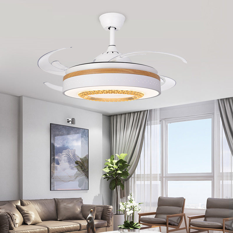 Noordse trommelspoellamp met ventilator Amber Crystal White Led LED LIDE ROOM SEMI MOST LICHTING MET HOUTE ELEMENT