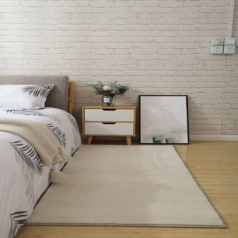 Simple Solid Color Carpet Brown Polyester Indoor Rug Anti-Split Area Rug for Indoor Room