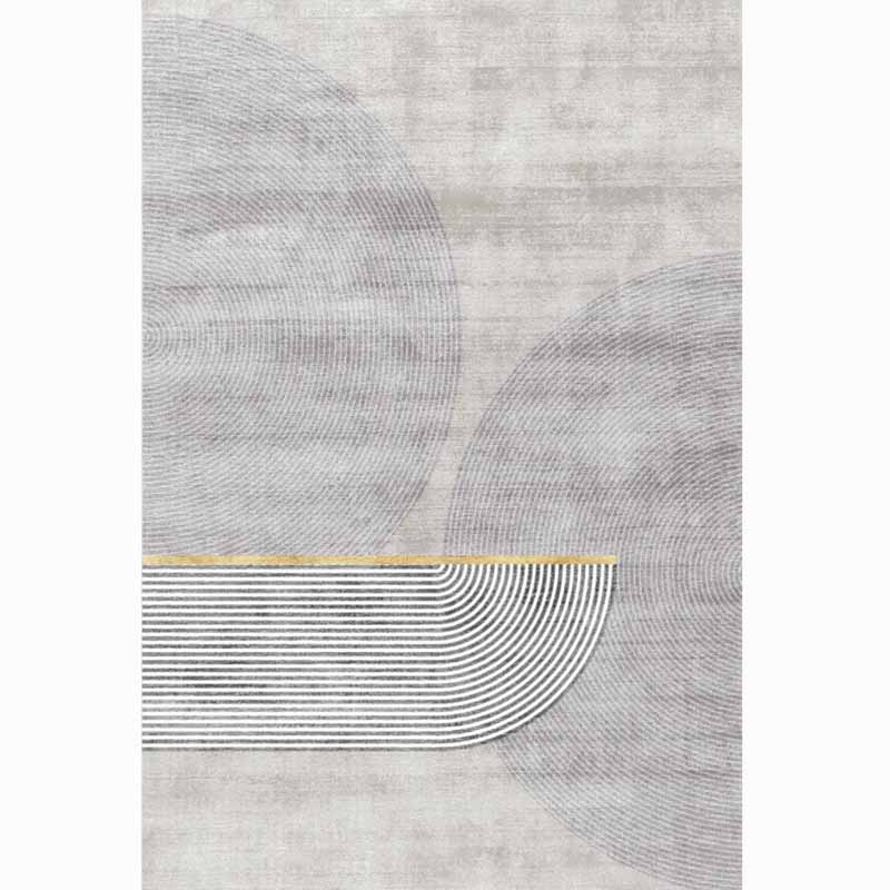 Modern Color-Blocked Area Carpet Grey Polyester Rug Non-Slip Backing Area Rug for Home Decor