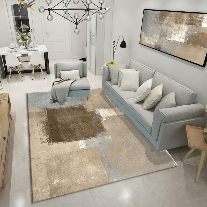 Brown Modern Indoor Carpet Polyester Abstract Area Rug Anti-Split Carpet for Indoor Room