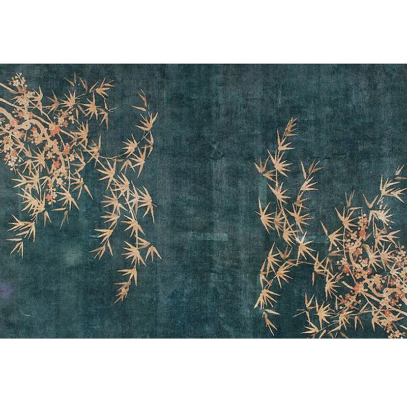 Casual Plants Area Rug Green Polyester Indoor Carpet Non-Split Rug for Indoor Room