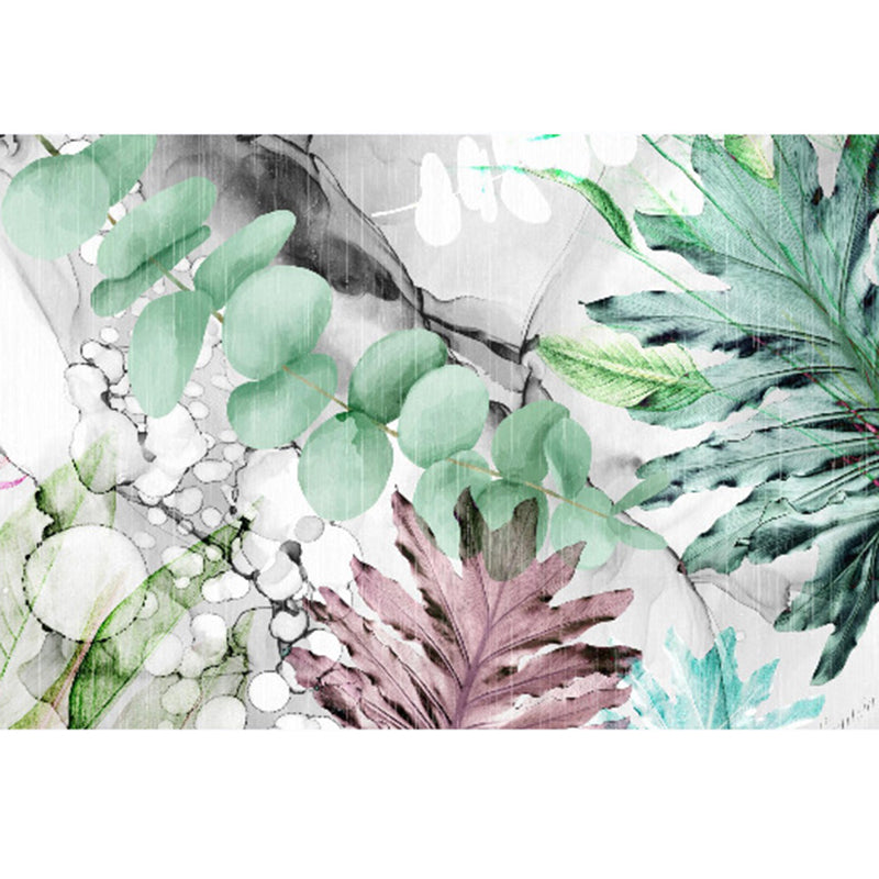 Green Modern Indoor Rug Polyester Plants Area Carpet Washable Carpet for Home Decor