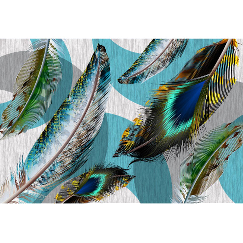 Green Modern Indoor Rug Polyester Plants Area Carpet Washable Carpet for Home Decor