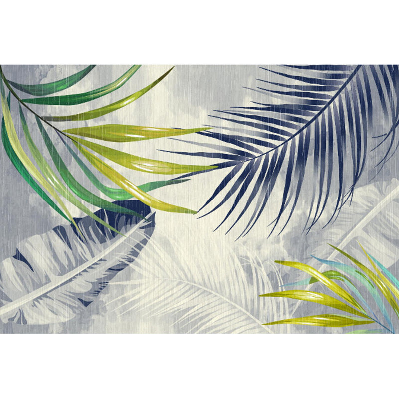 Green Modern Indoor Rug Polyester Plants Area Carpet Washable Carpet for Home Decor