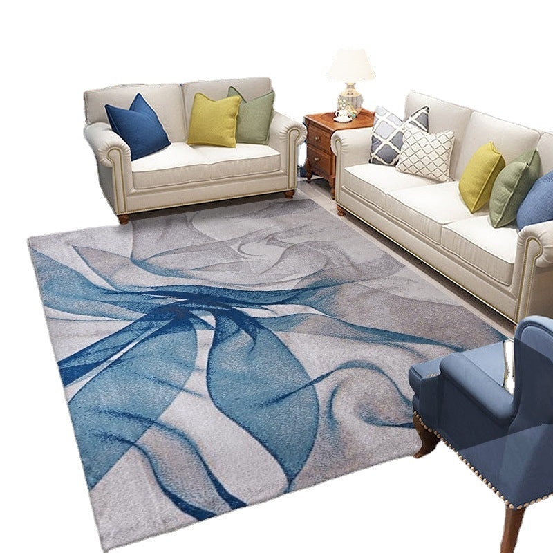 Blue Contemporary Carpet Polyester Abstract Rug Anti-Split Backing Indoor Carpet for Home Decor