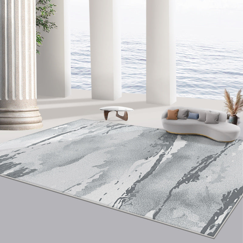 Stylish Grey Tye Dye Carpet Polyester Modern Area Rug Anti-Slip Washable Rug for Home Decor