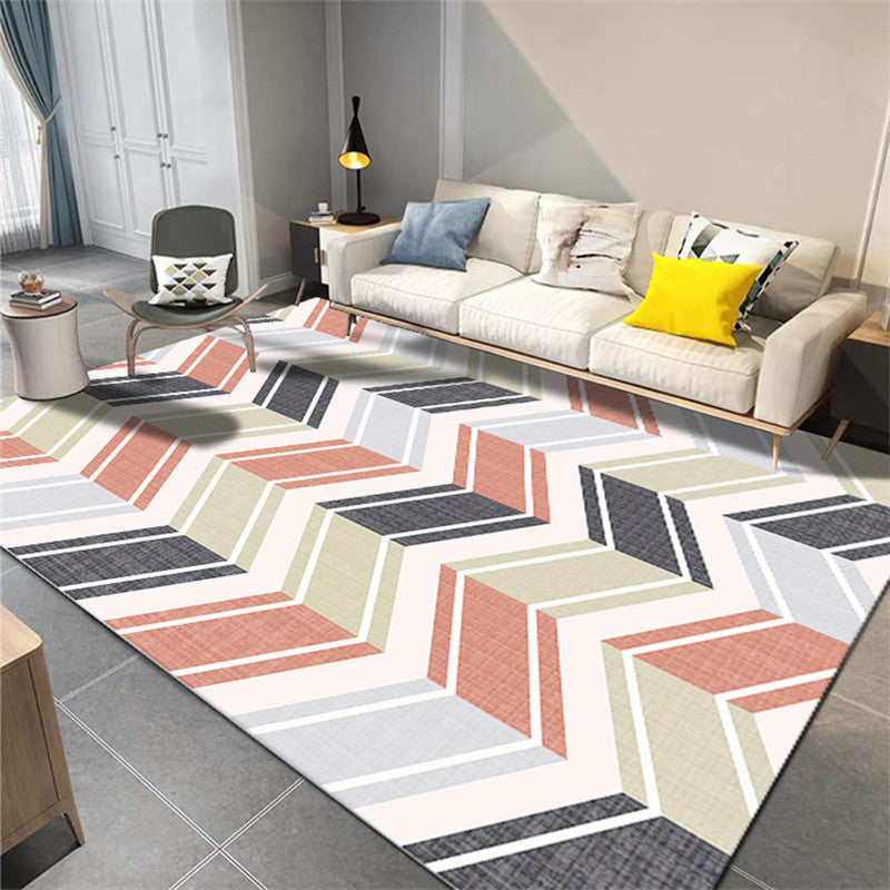 Modern Geometric Area Carpet Green Polyester Indoor Rug Non-Slip Area Rug for Home Decor