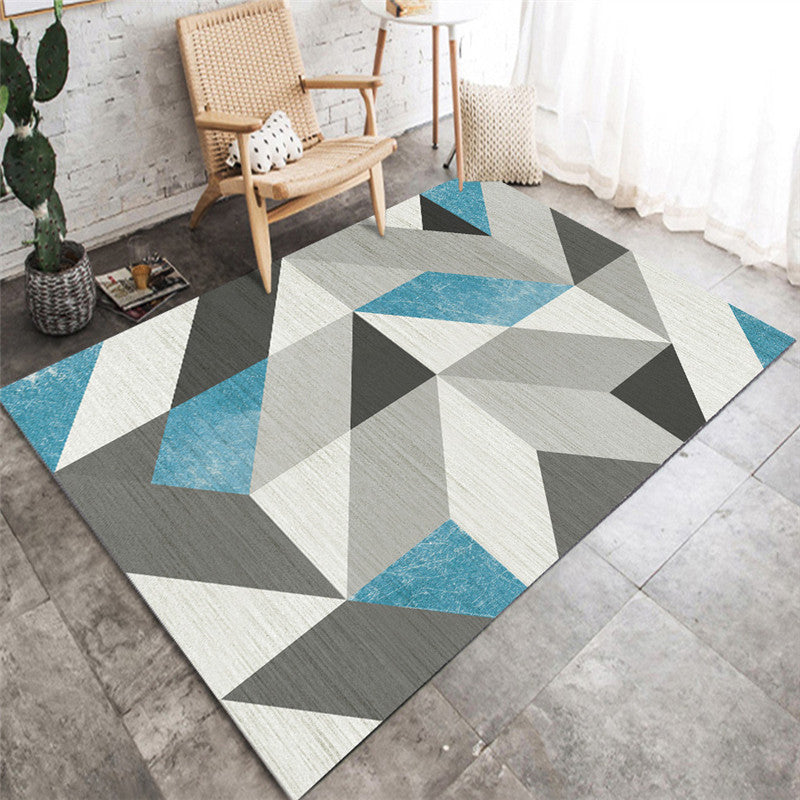 Modern Geometric Area Carpet Green Polyester Indoor Rug Non-Slip Area Rug for Home Decor