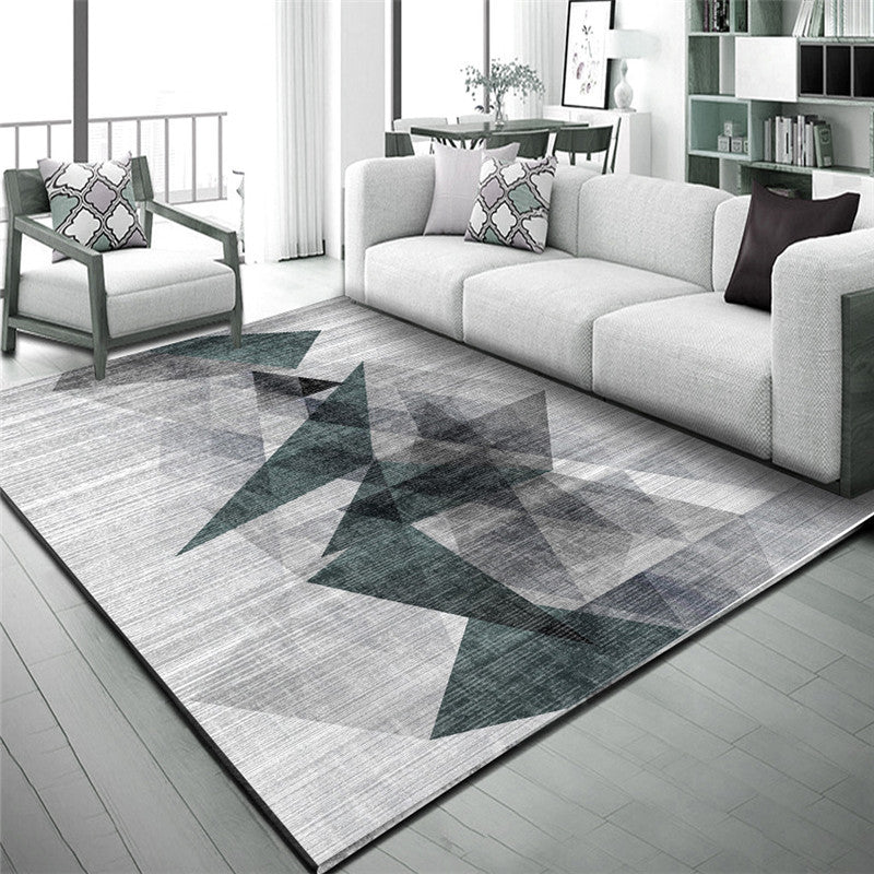 Modern Geometric Area Carpet Green Polyester Indoor Rug Non-Slip Area Rug for Home Decor