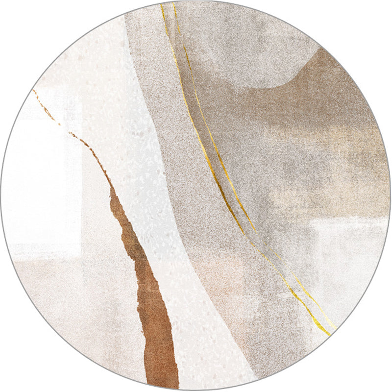 Apricot Minimalist Indoor Rug Polyester Abstract Carpet Anti-Split for Indoor Room