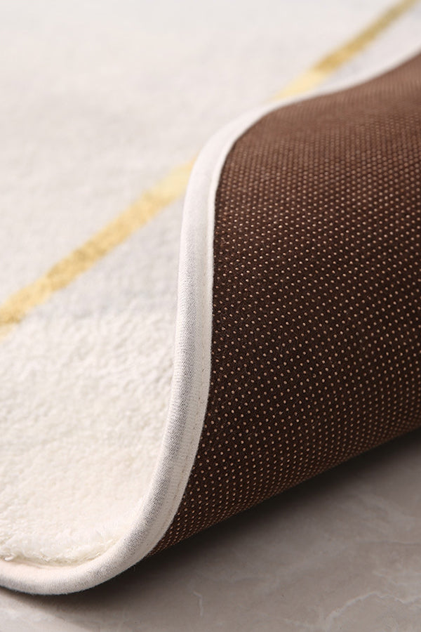 Apricot Minimalist Indoor Rug Polyester Abstract Carpet Anti-Split for Indoor Room