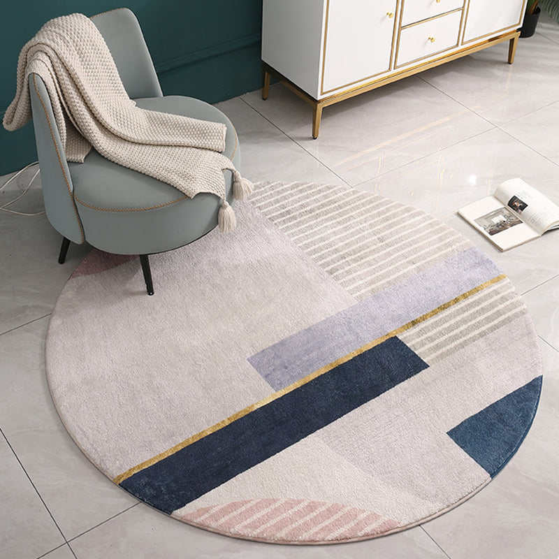 Apricot Minimalist Indoor Rug Polyester Abstract Carpet Anti-Split for Indoor Room