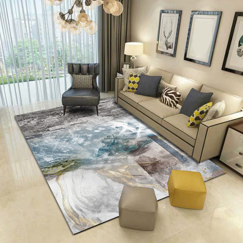 Green Abstract Carpet Polyester Casual Indoor Rug Non-Split Rug for Home Decor