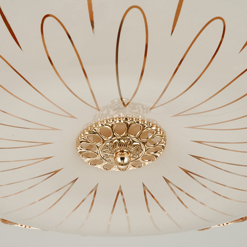 Crystal Gold LED Ceiling Light in Modern Luxury Style Wrought Iron Flush Mount with Glass Shade