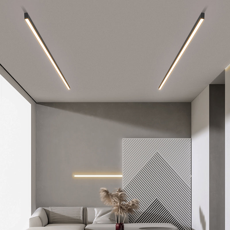 1-Light Minimalism Linear Flush Mount Ceiling Light Aluminum Bedroom Flush Light