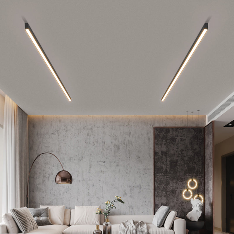 1-Light Minimalism Linear Flush Mount Ceiling Light Aluminum Bedroom Flush Light