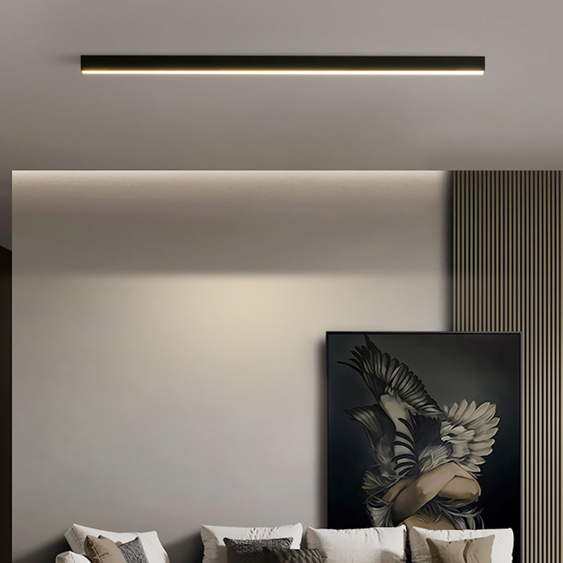 1-Light Minimalism Linear Flush Mount Ceiling Light Aluminum Bedroom Flush Light