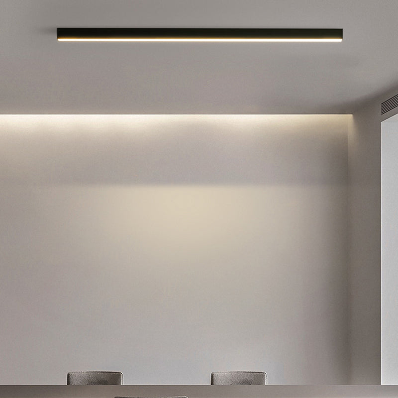 1-Light Minimalism Linear Flush Mount Ceiling Light Aluminum Bedroom Flush Light