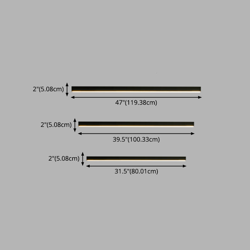 1-Light Minimalism Linear Flush Mount Soffitto Luce di Alluminio Camera da letto Flush Light