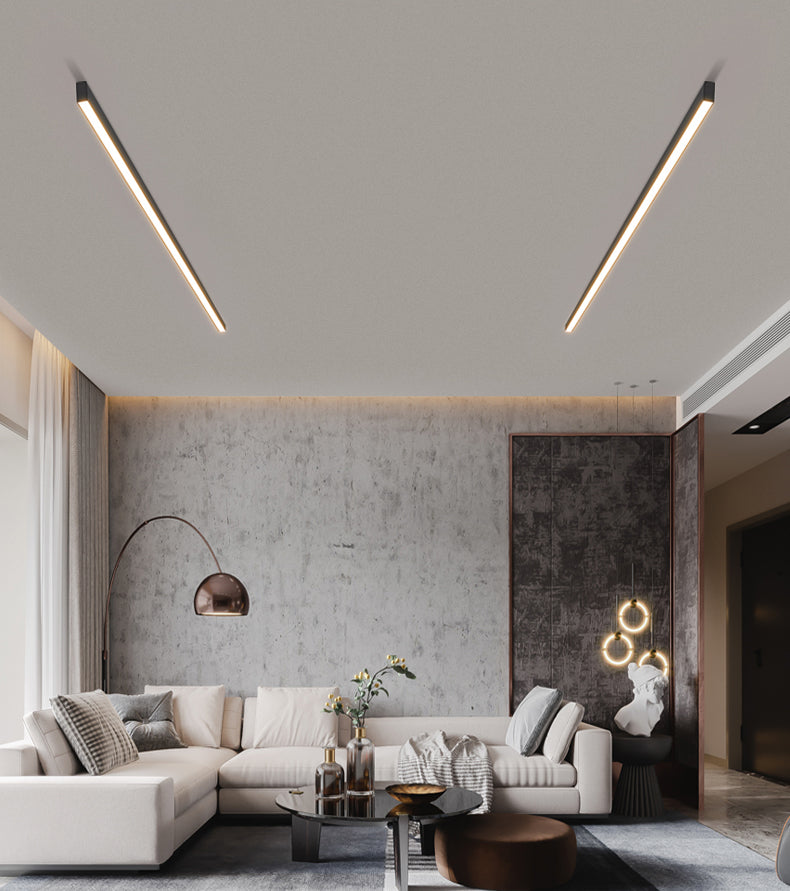 1-Light Minimalism Linear Flush Mount Ceiling Light Aluminum Bedroom Flush Light