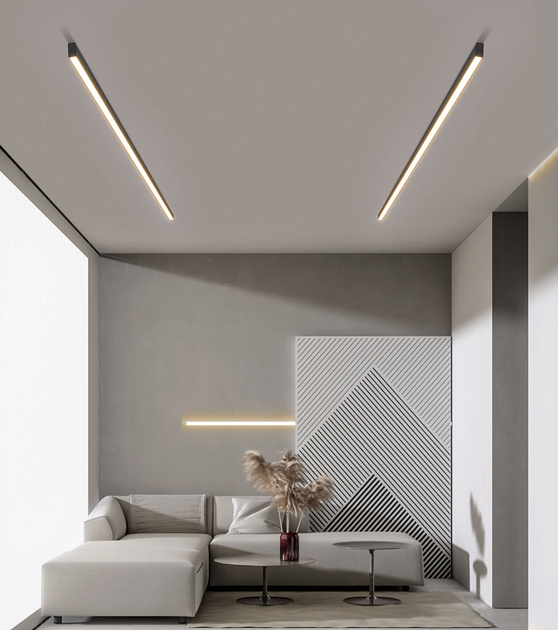 1-Light Minimalism Linear Flush Mount Ceiling Light Aluminum Bedroom Flush Light