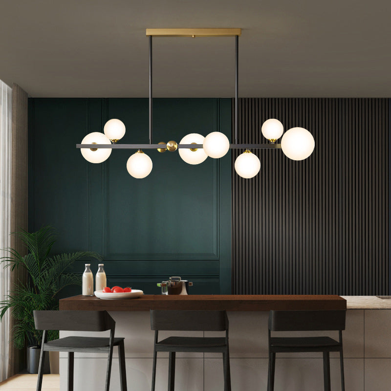 Luce a 8 luci di vetro isola in stile moderno in stile creativo a sospensione a sospensione per sala da pranzo