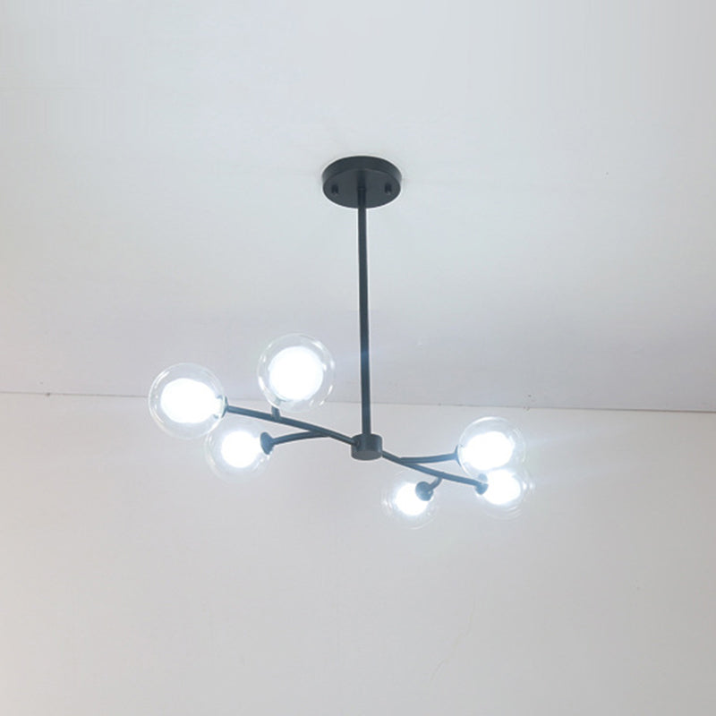 Glass Sputnik Island Pendant Light in Modern Simplicity Wrought Iron Hanging Light for Dining Room