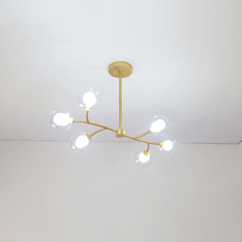 Glass Sputnik Island Pendant Light in Modern Simplicity Wrought Iron Hanging Light for Dining Room