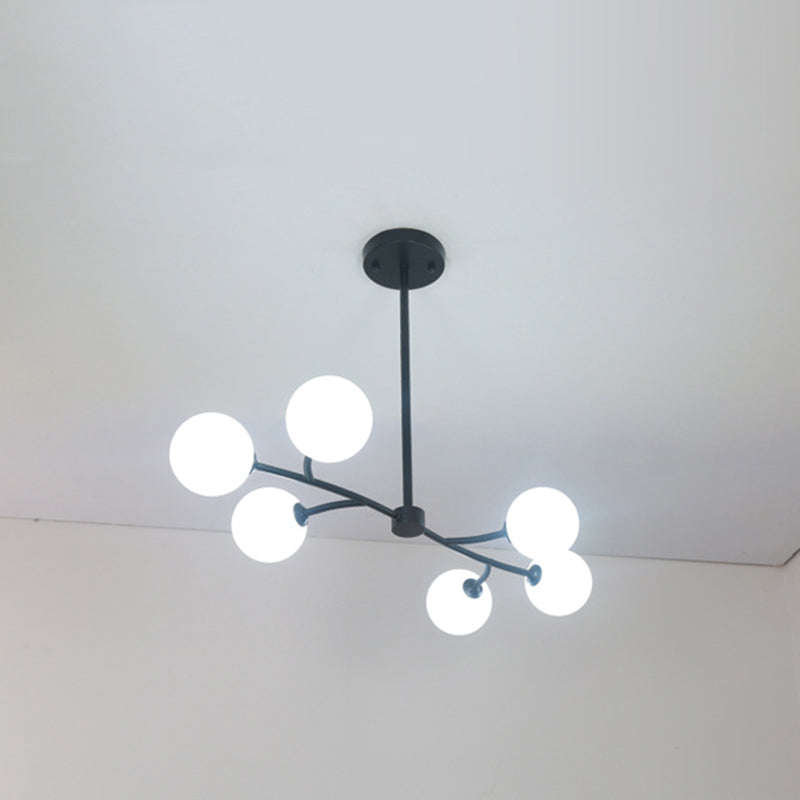 Glass Sputnik Island Pendant Light in Modern Simplicity Wrought Iron Hanging Light for Dining Room