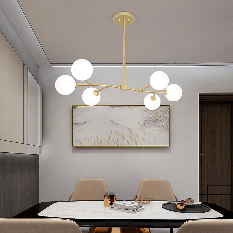 Glass Sputnik Island Pendant Light in Modern Simplicity Wrought Iron Hanging Light for Dining Room