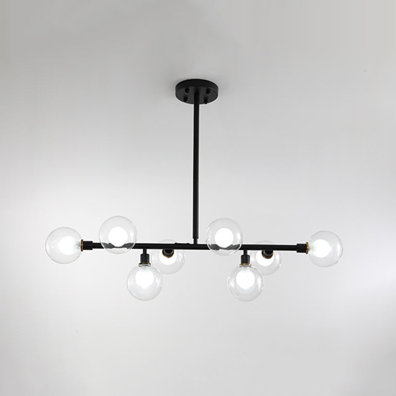 Glass Sputnik Island Pendant Light in Modern Simplicity Wrought Iron Hanging Light for Dining Room