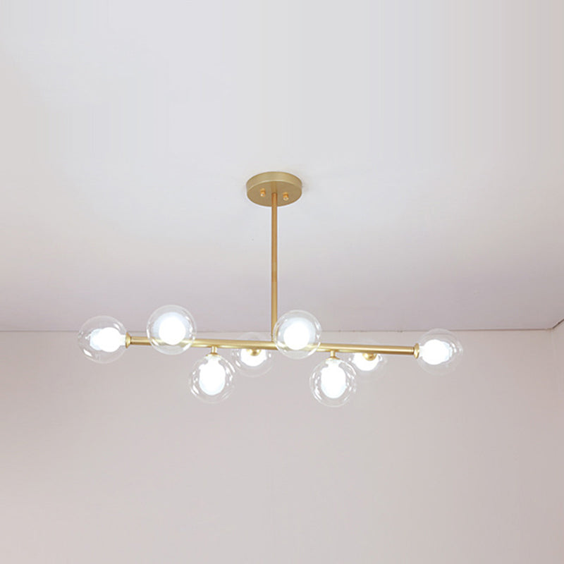 Glass Sputnik Island Pendant Light in Modern Simplicity Wrought Iron Hanging Light for Dining Room