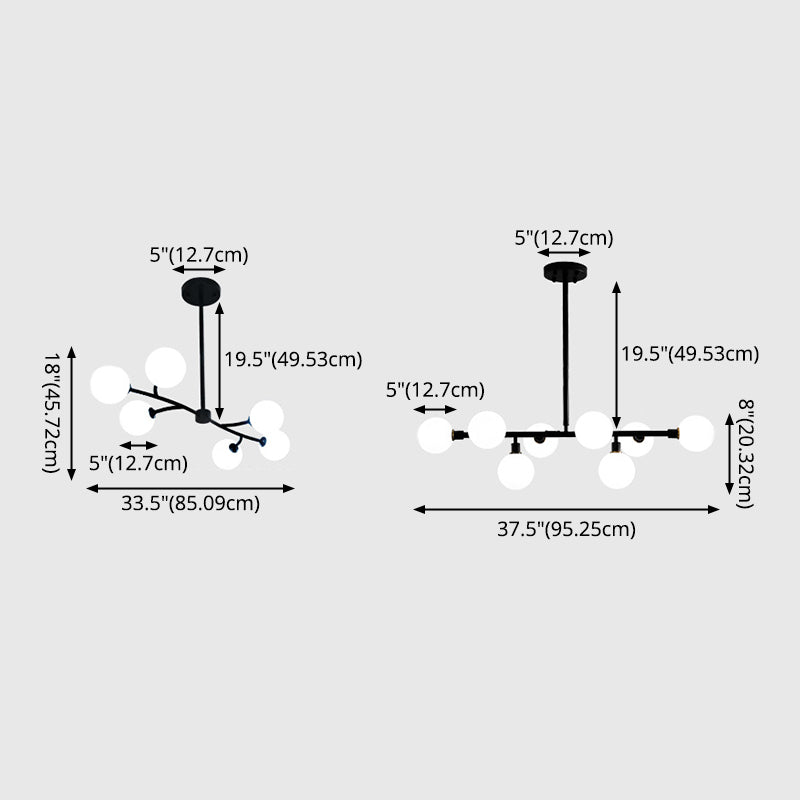 Glass Sputnik Island Pendant Light in Modern Simplicity Wrought Iron Hanging Light for Dining Room