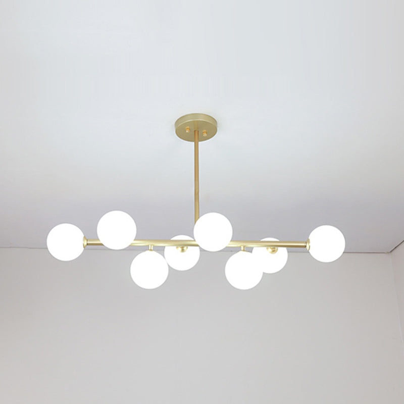 Glass Sputnik Island Pendant Light in Modern Simplicity Wrought Iron Hanging Light for Dining Room