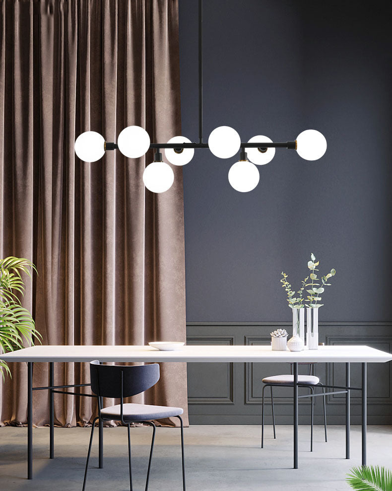 Glass Sputnik Island Pendant Light in Modern Simplicity Wrought Iron Hanging Light for Dining Room