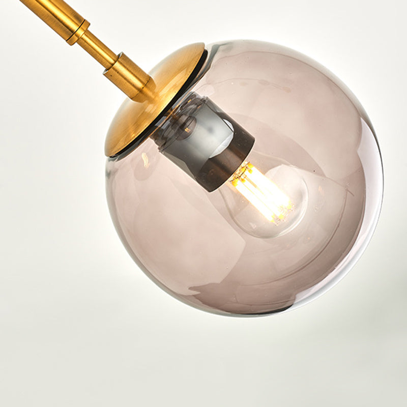 Luce isola a 6 luci d'oro nella moderna luce a sospensione di sputnik in ferro battuto minimalista con tonalità di vetro