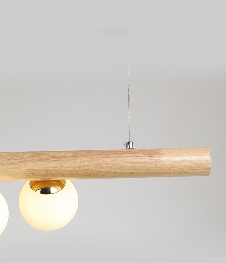 Luz de la isla de color log de madera en la simplicidad moderna Lámpara colgante de hierro forjado con sombra de vidrio