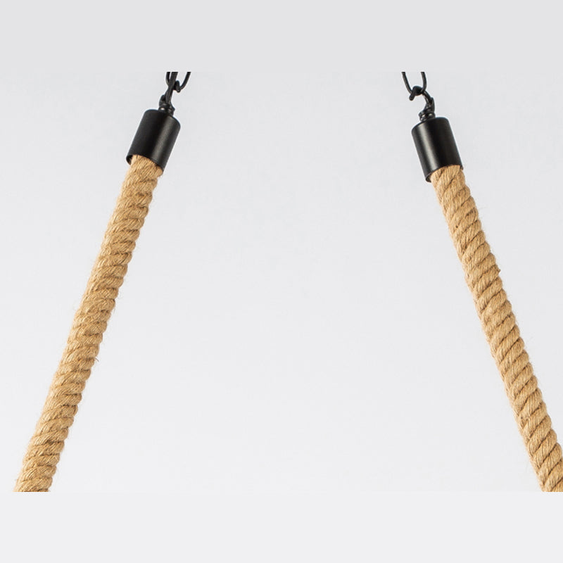 Hemp Rope Industrial Island Lighting Fixtures Linear Black Pendant Lights for Dining Room