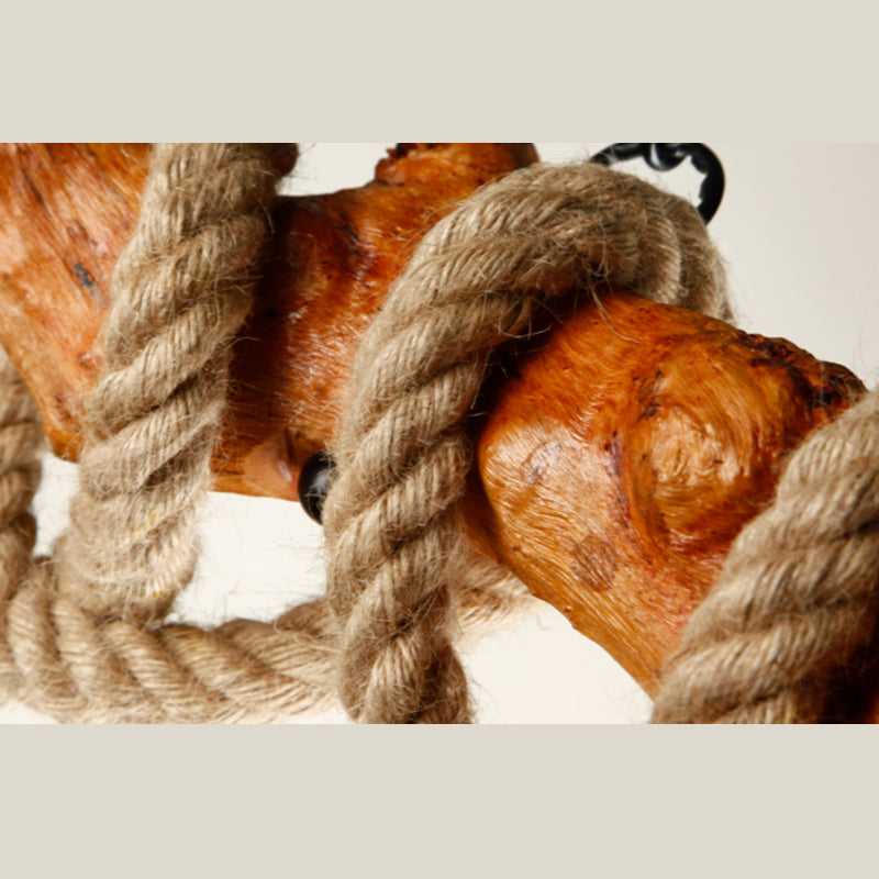 Wood Pendant Lights Rope Island Linear Island Ceiling Light for Dining Room