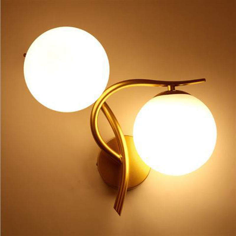 2-Light Glass Wall Lamp in Modern Creative Style Wrought Iron Wall Sconce for Interior Spaces