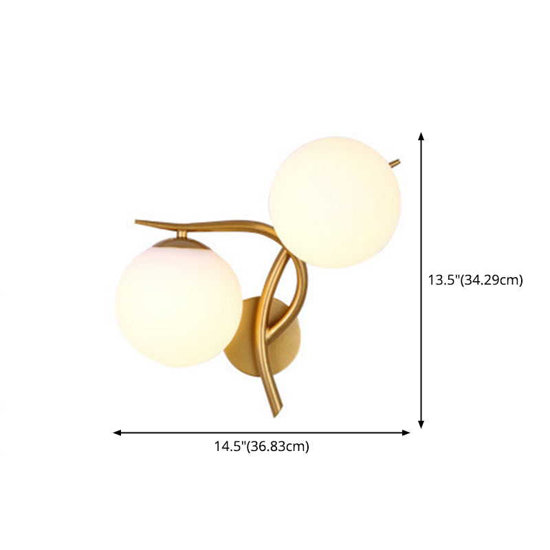 2-Light Glass Wall Lamp in Modern Creative Style Wrought Iron Wall Sconce for Interior Spaces