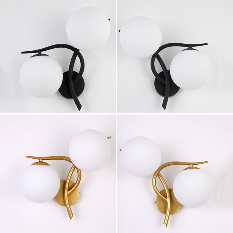 2-Light Glass Wall Lamp in Modern Creative Style Wrought Iron Wall Sconce for Interior Spaces