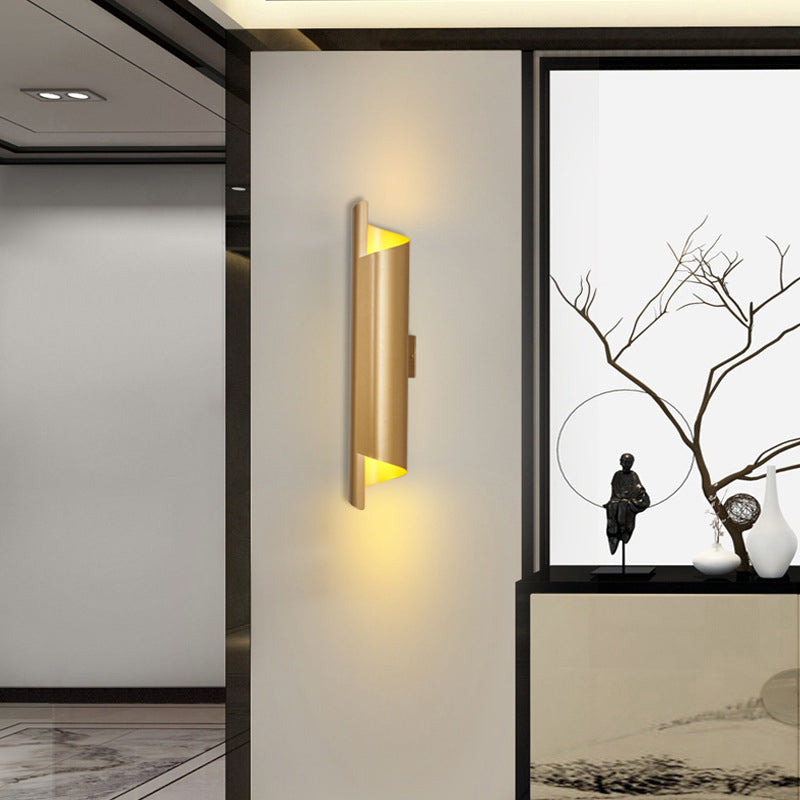 Modern Artistic Cylindrical Wall Sconce Wrought Iron Wall Lamp for Interior Spaces