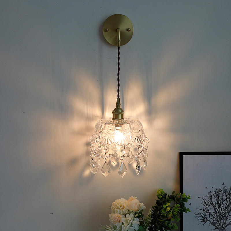 1-Light Modern Nordic Gold Wall Lights Glass Wall Mounted Lamps for Bedroom